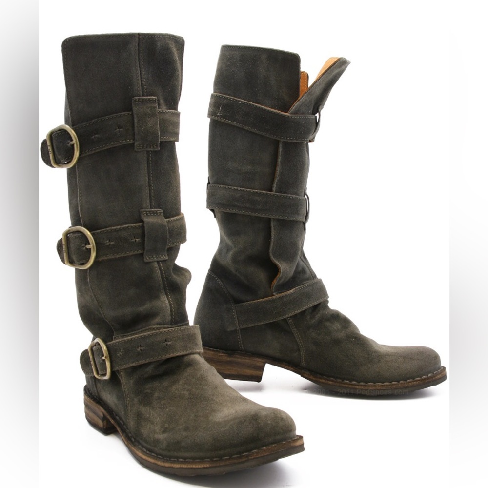 Fiorentini + Baker Distressed Suede Moto Boots